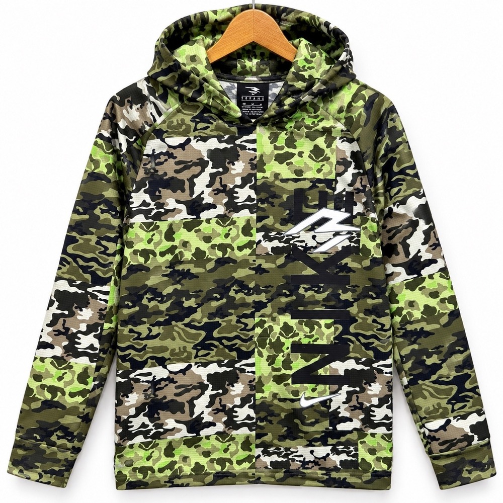 Nike 3Brand Russell Wilson Boys Green Camo Hoodie Size M 10-12 Activewear